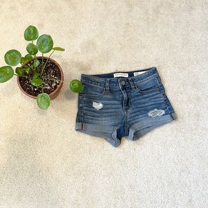 Super stretchy slightly distressed shorts